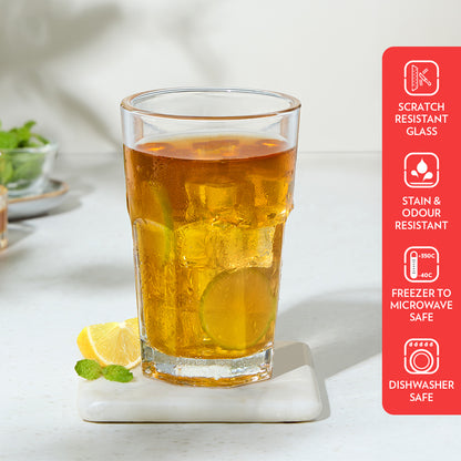 Borosil Crest Glass Tumbler, Set of 6, 305ml