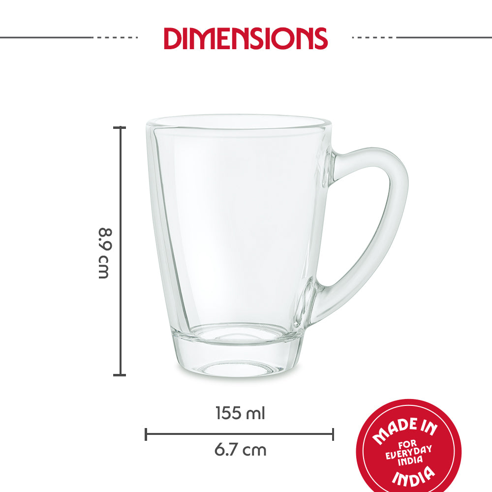 Borosil Serene Mug Set, 155ml x 6