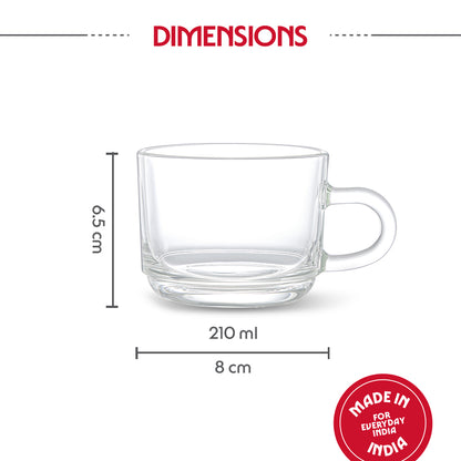 Borosil Chai Time Mugs, Set of 2, 210ml