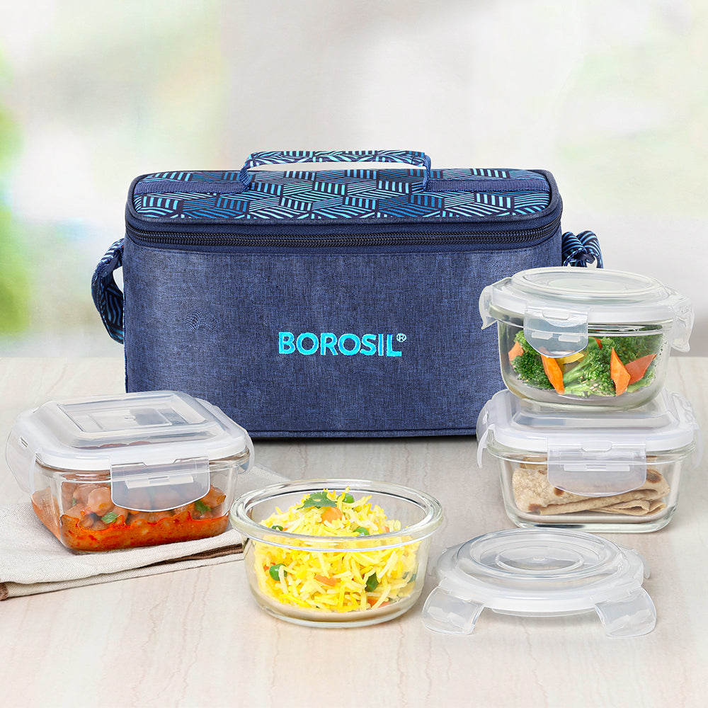 Borosil FoodLuck Lunch Bag, Universal, Set of 4