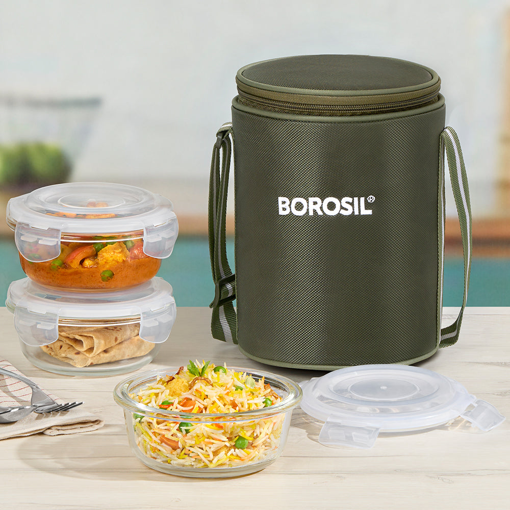 Eateasy Round Glass Lunchbox