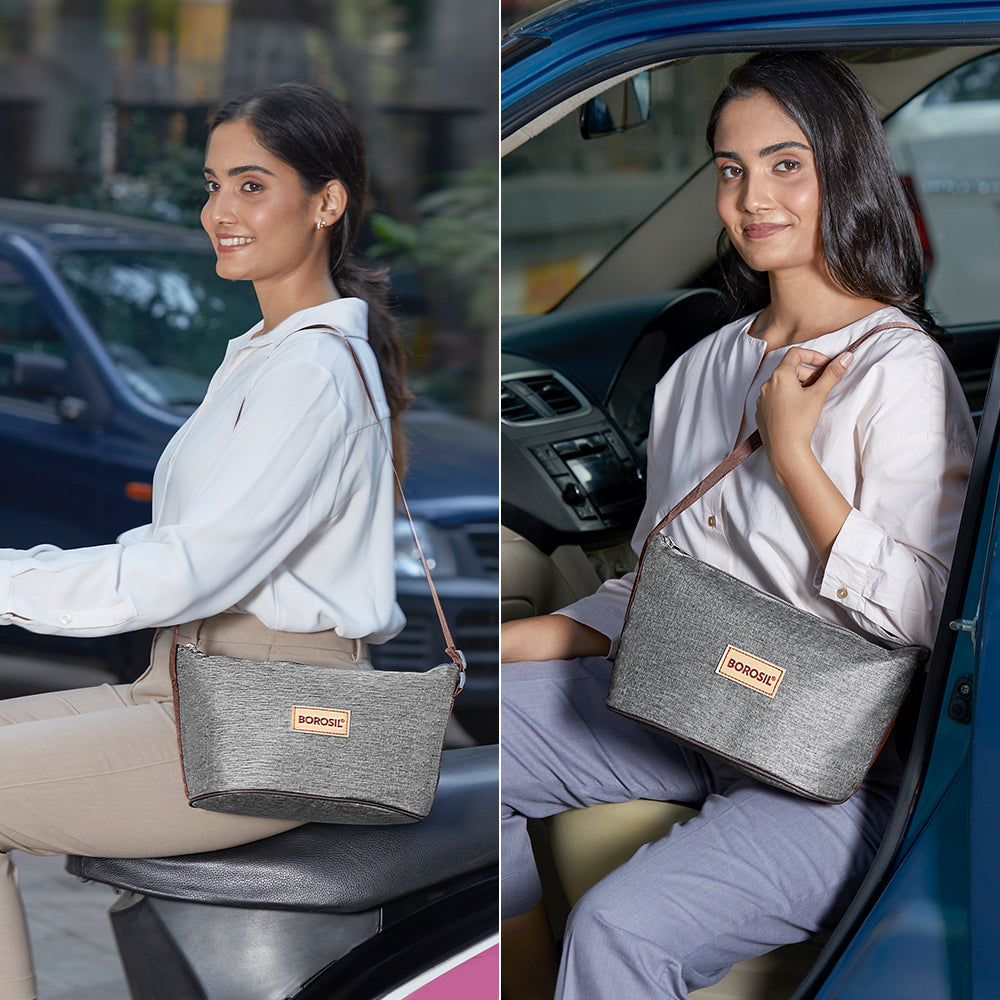 Borosil Pro Daisy Glass Lunchbox, 320ml x 2 + 240ml x 2