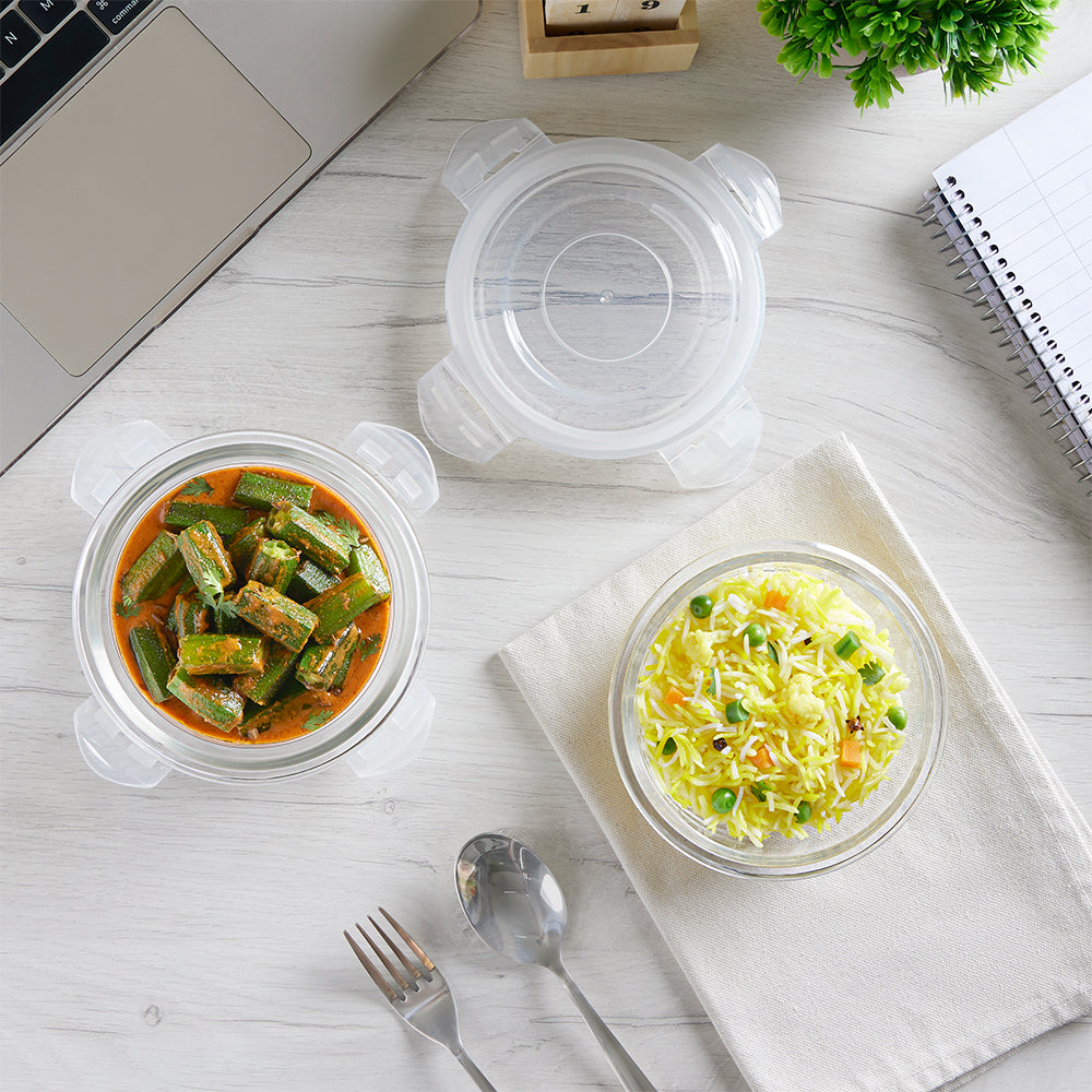 Borosil Steller Black Lunch Bag, Round x 2 (Tall)