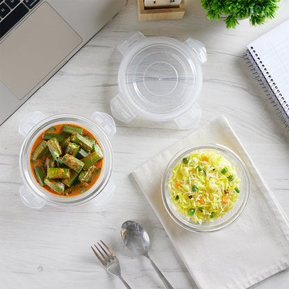 Borosil Steller Black Lunch Bag, Round x 2 (Tall)