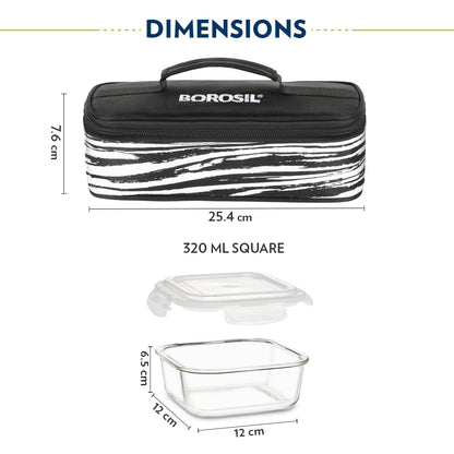Borosil Steller Black Lunch Bag, Square x 2 (Flat)