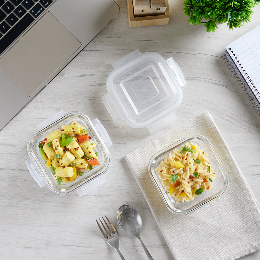 Borosil Steller Black Lunch Bag, Square x 2 (Flat)
