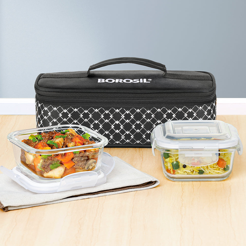 Zeal Square Glass Lunch Box, Black