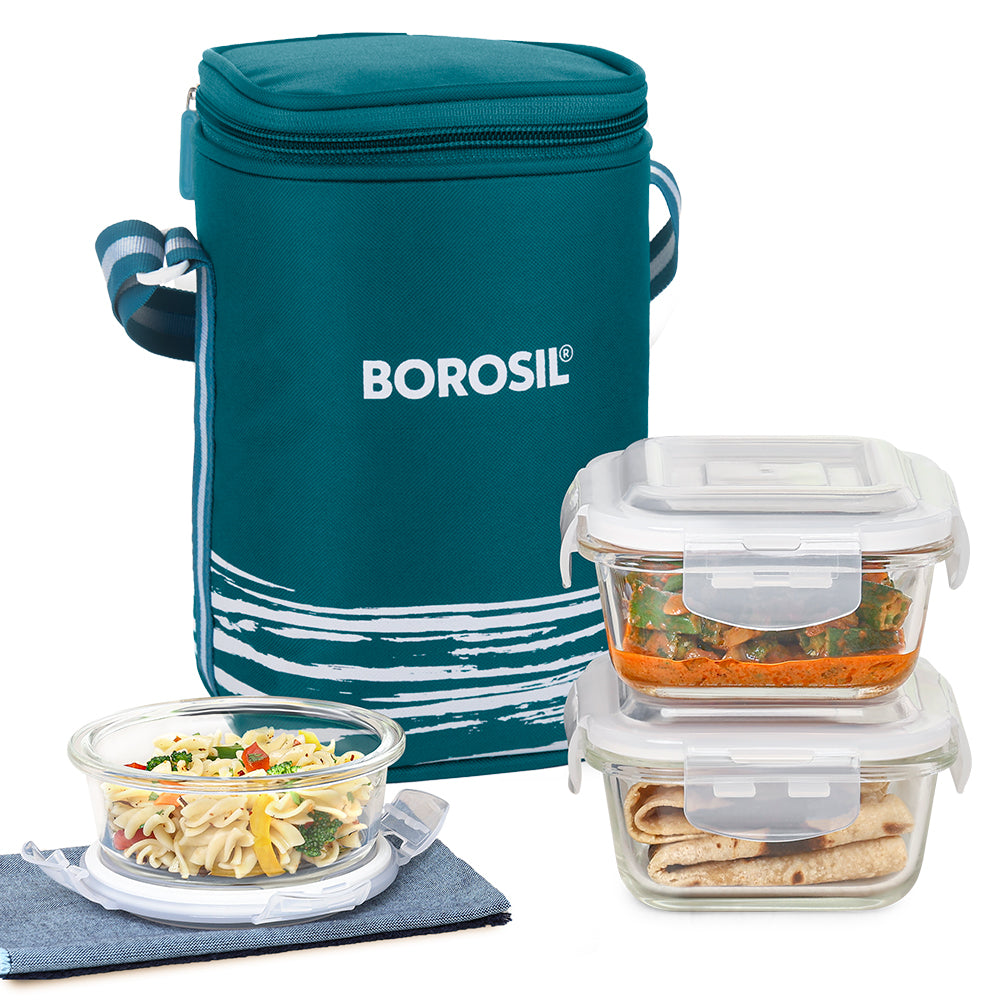 Borosil Steller Lunch Bag, Set of 3 (Tall)