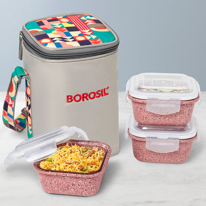 Kube Pink Square Glass Lunch Box