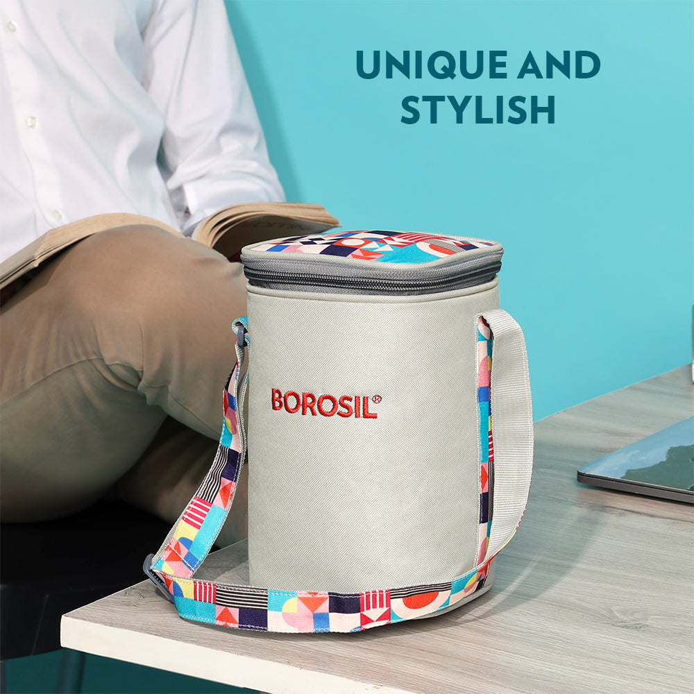 Borosil Kube Pink Glass Lunch Box, Square x 3 (Tall), Set of 3, 320ml