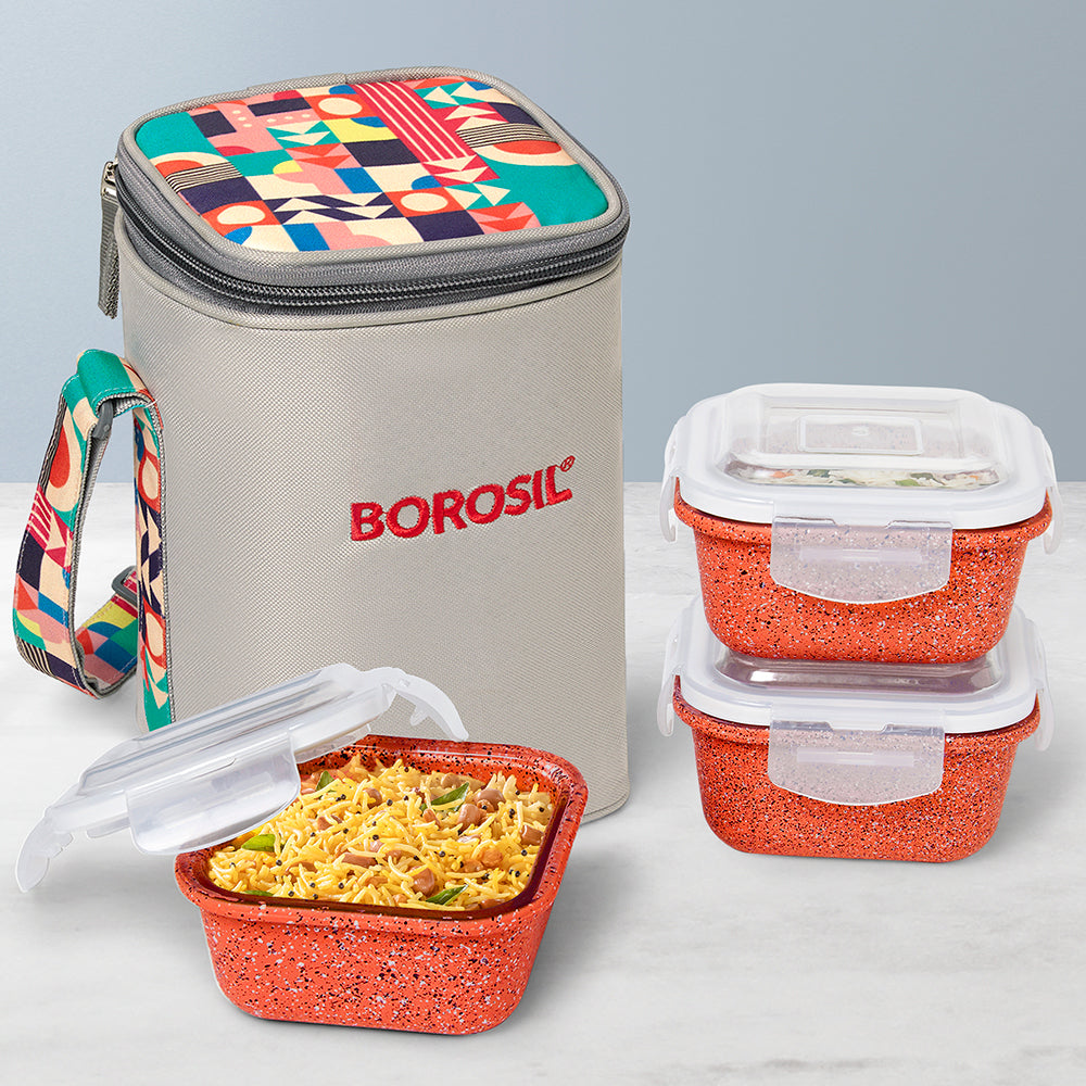 Kube Pink Square Glass Lunch Box