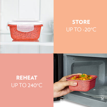 Kube Pink Square Glass Lunch Box