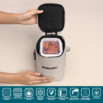 Kube Pink Square Glass Lunch Box