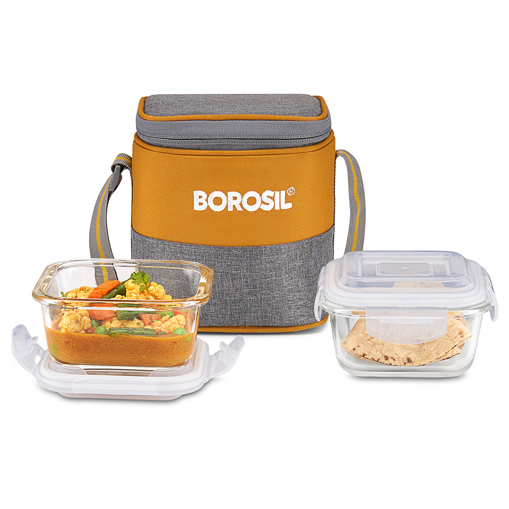 Borosil Zest Lunch Bag, Square x 2 (Tall)