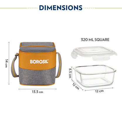 Borosil Zest Lunch Bag, Square x 2 (Tall)