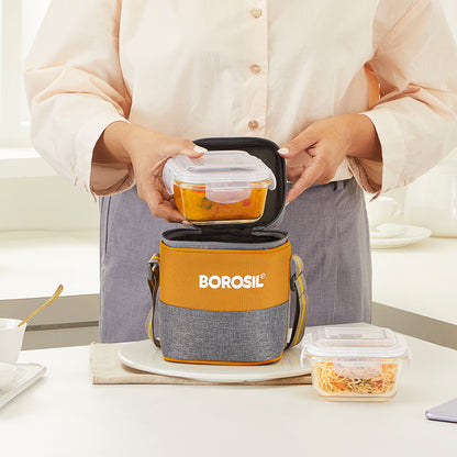 Borosil Zest Lunch Bag, Square x 2 (Tall)