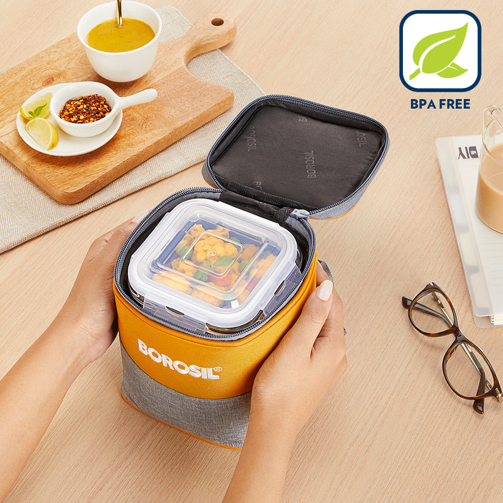 Borosil Zest Lunch Bag, Square x 2 (Tall)
