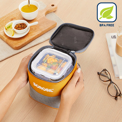 Borosil Zest Lunch Bag, Square x 2 (Tall)