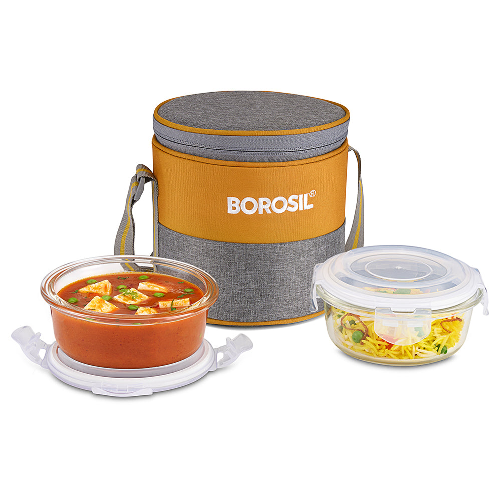 Borosil Zest Lunch Bag, Round x 2 (Tall)