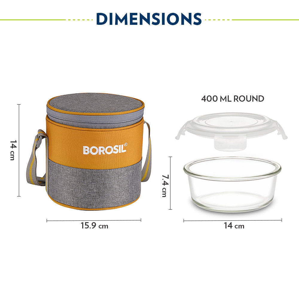 Borosil Zest Lunch Bag, Round x 2 (Tall)