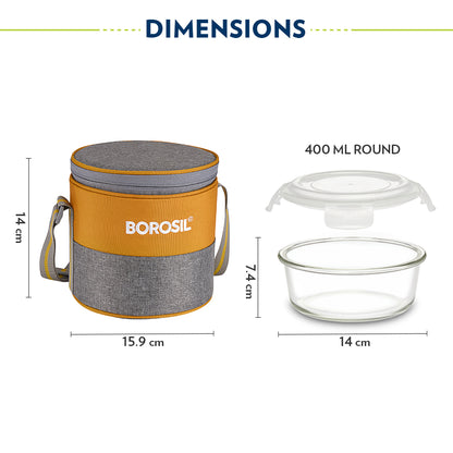 Borosil Zest Lunch Bag, Round x 2 (Tall)