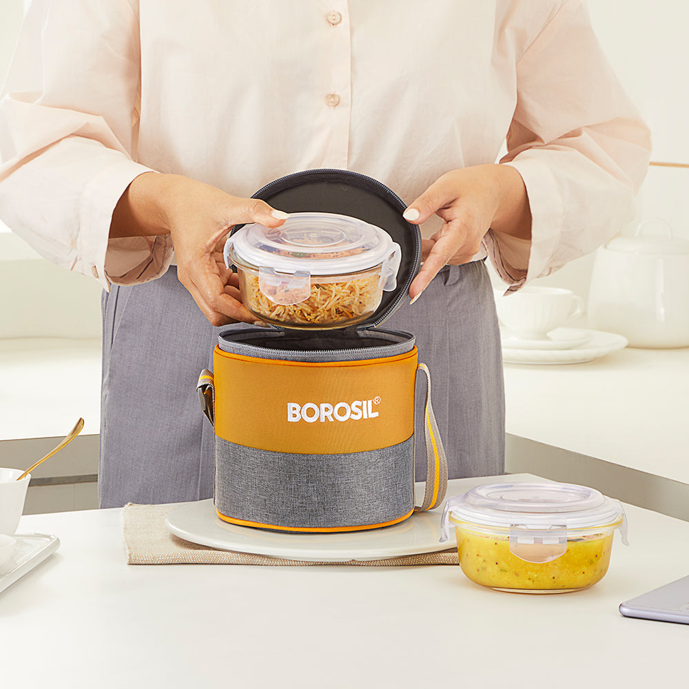 Borosil Zest Lunch Bag, Round x 2 (Tall)