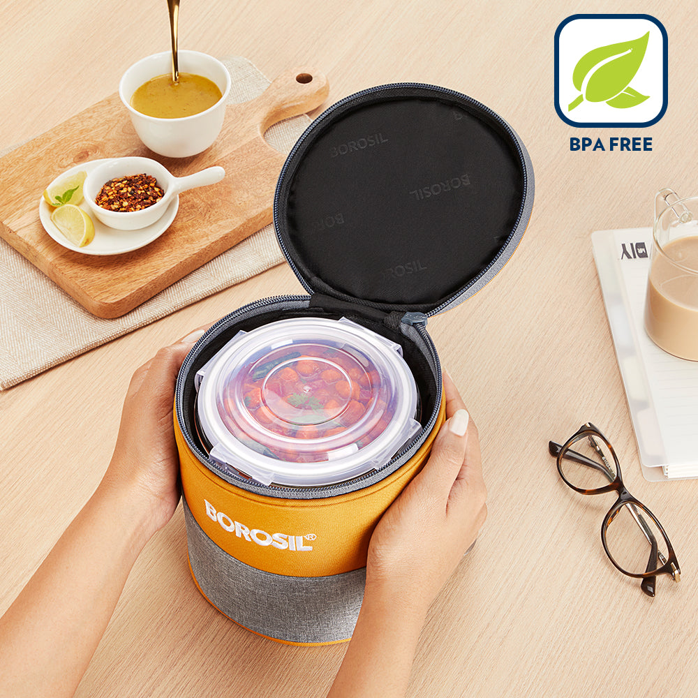 Borosil Zest Lunch Bag, Round x 2 (Tall)