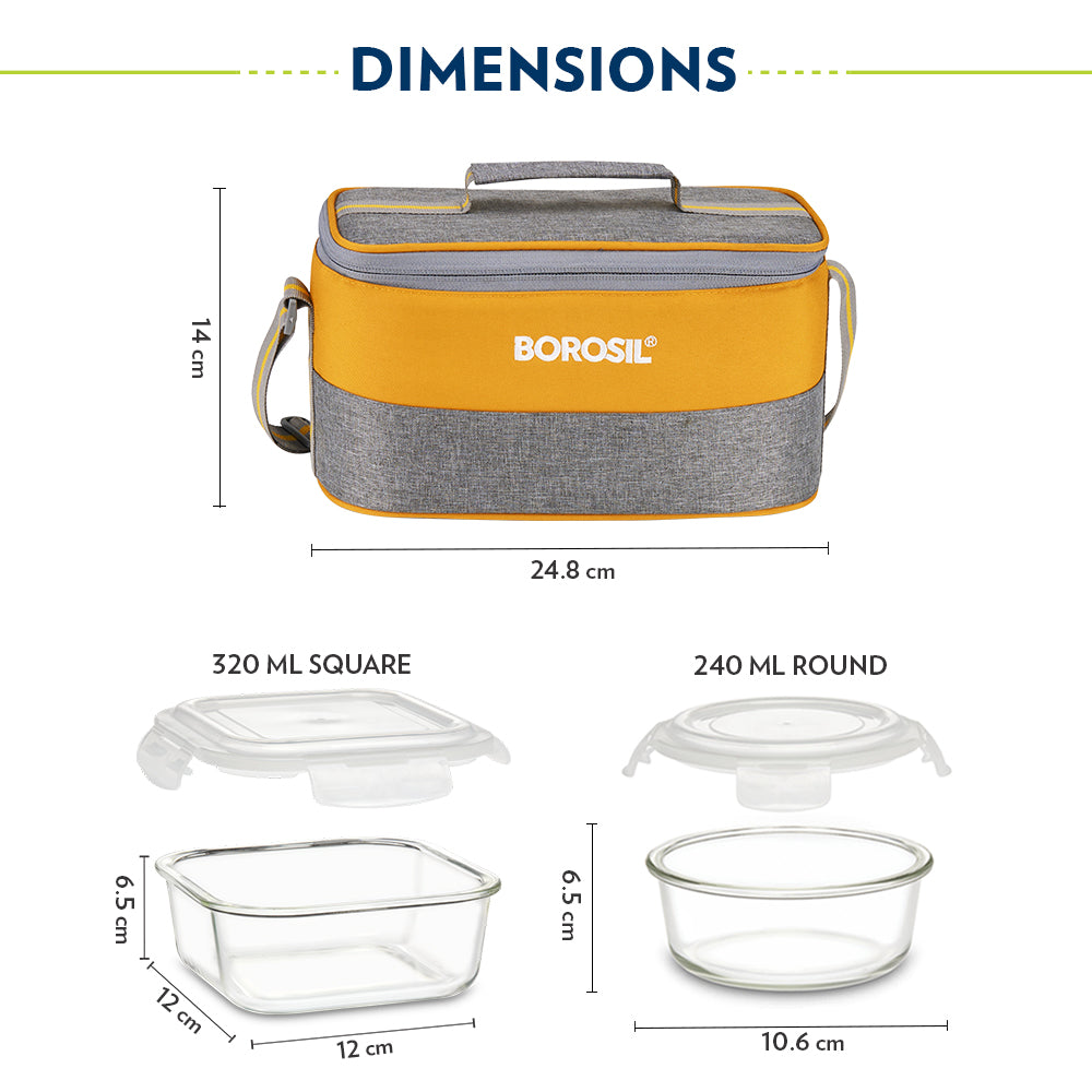 Borosil Zest Lunch Bag, Universal, Set of 4