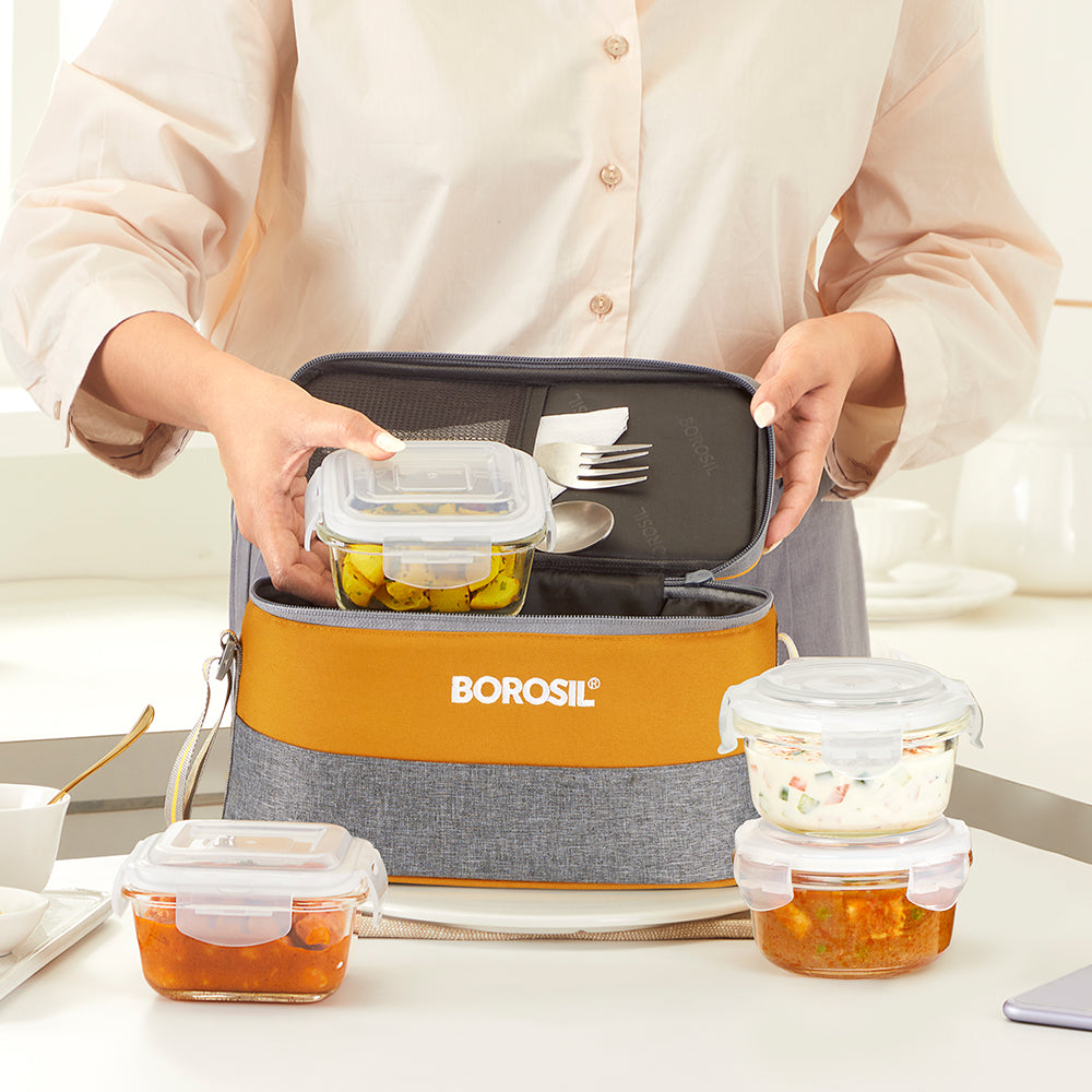 Borosil Zest Lunch Bag, Universal, Set of 4