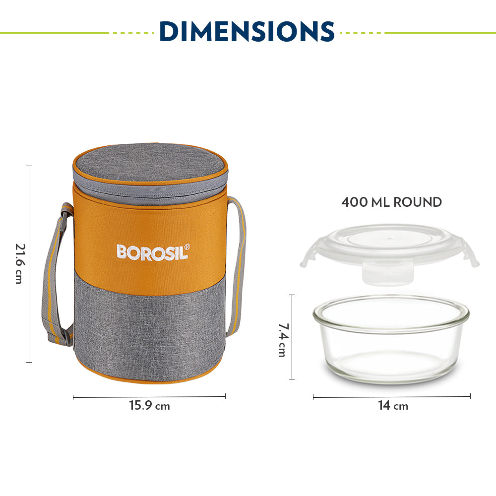 Borosil Zest Lunch Bag, Round x 3 (Tall)