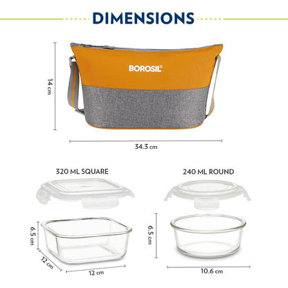 Borosil Zest Lunch Bag, Daisy, Set of 4