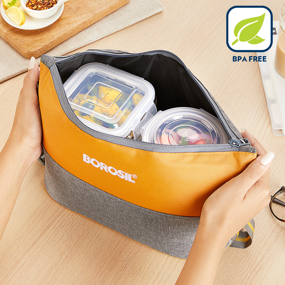 Borosil Zest Lunch Bag, Daisy, Set of 4