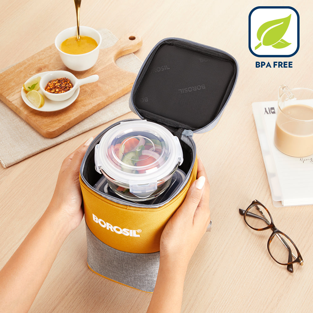 Borosil Zest Lunch Bag, Set of 3 (Tall)