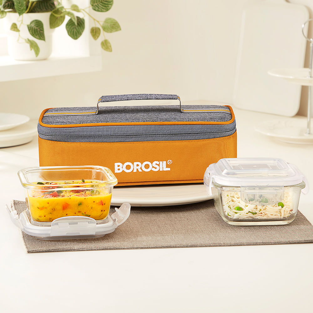 Borosil Zest Lunch Bag, Square x 2 (Flat)