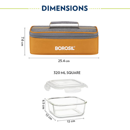 Borosil Zest Lunch Bag, Square x 2 (Flat)