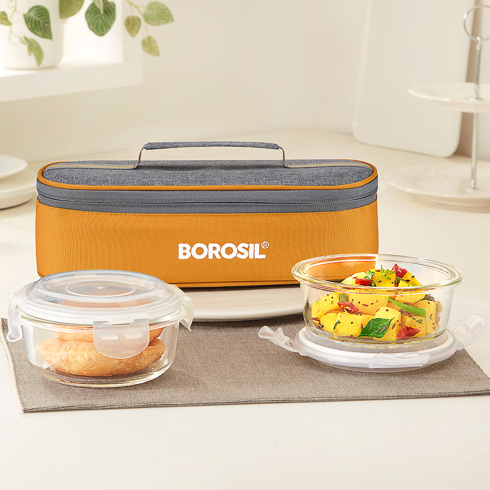 Borosil Zest Lunch Bag, Round x 2 (Flat)
