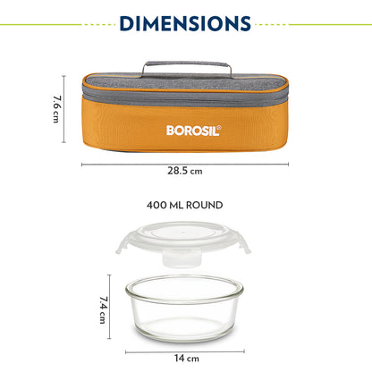 Borosil Zest Lunch Bag, Round x 2 (Flat)