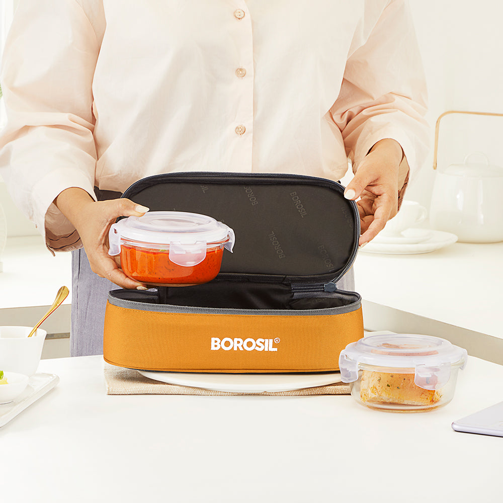 Borosil Zest Lunch Bag, Round x 2 (Flat)