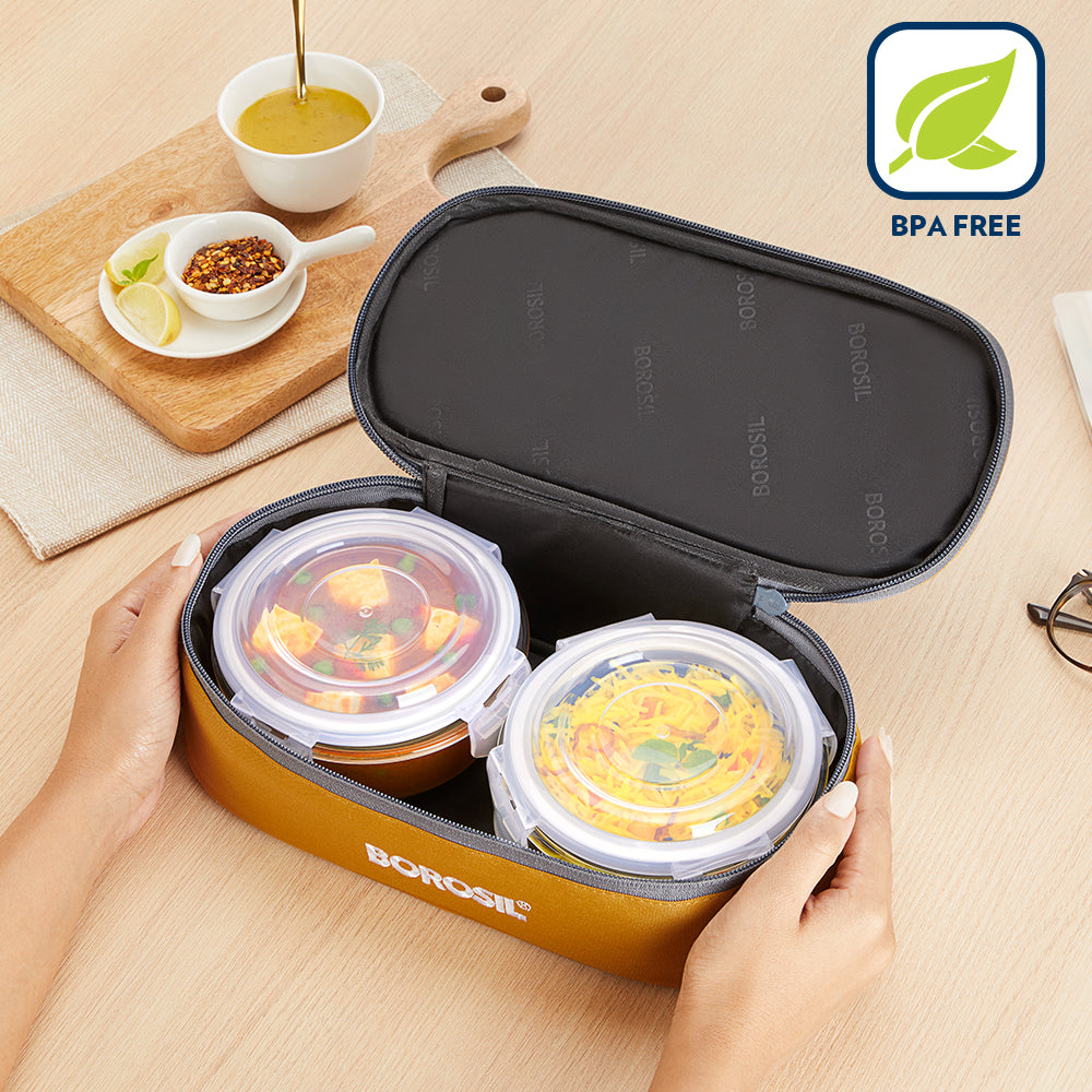 Borosil Zest Lunch Bag, Round x 2 (Flat)