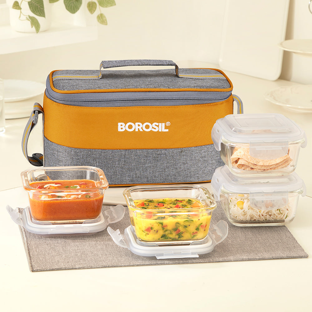Borosil Zest Lunch Bag, Square x 4
