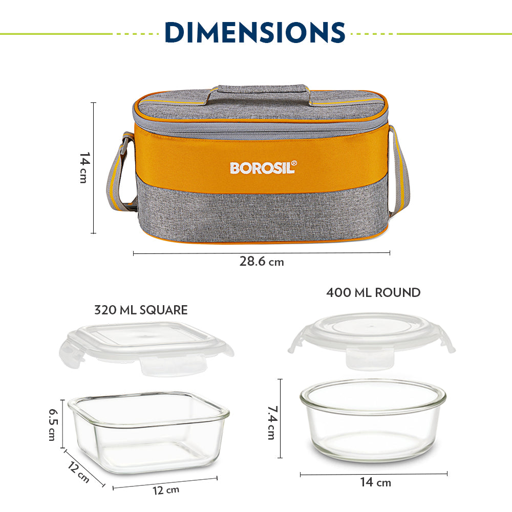 Borosil Zest Lunch Bag, Set of 4