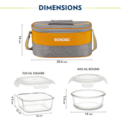 Borosil Zest Lunch Bag, Set of 4