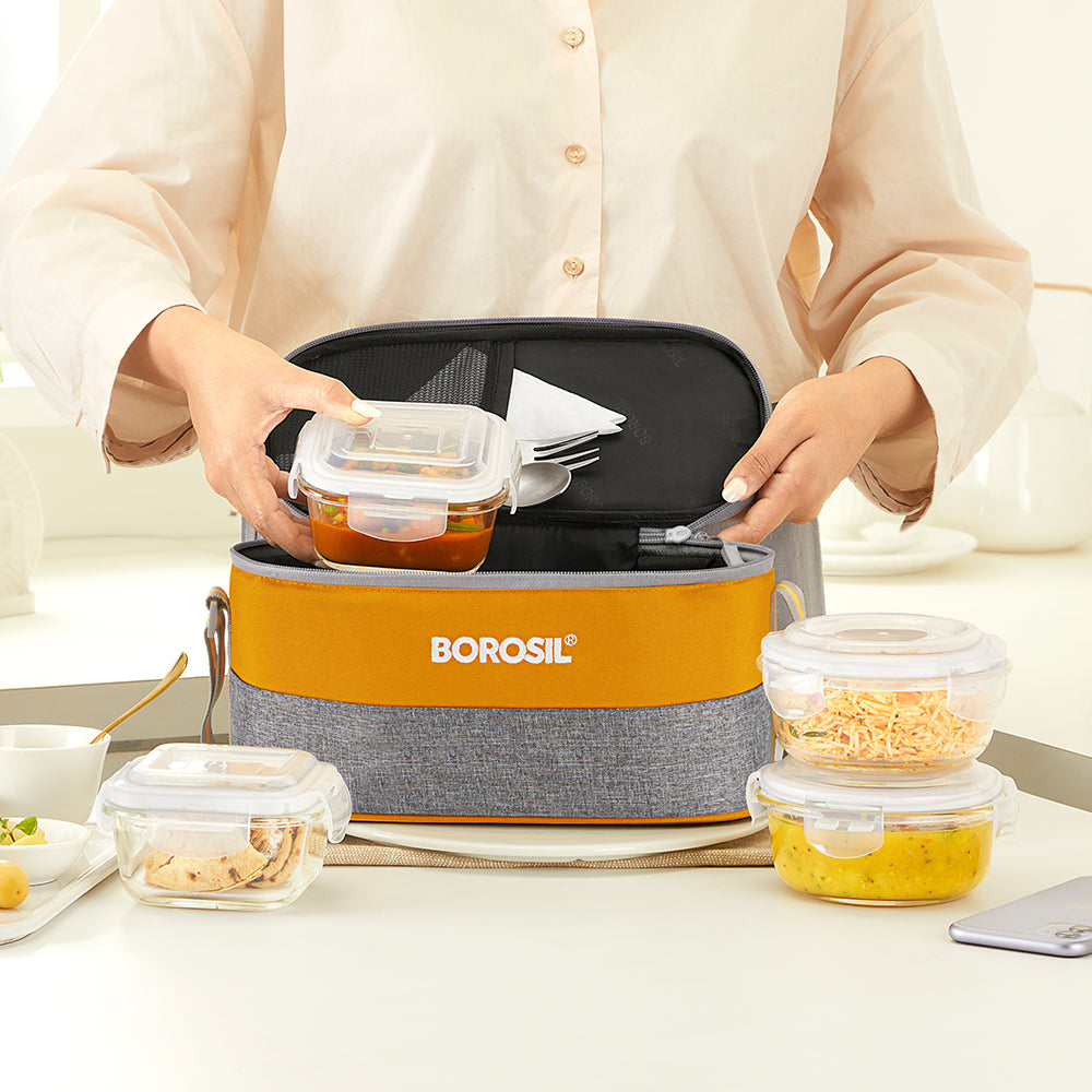 Borosil Zest Lunch Bag, Set of 4