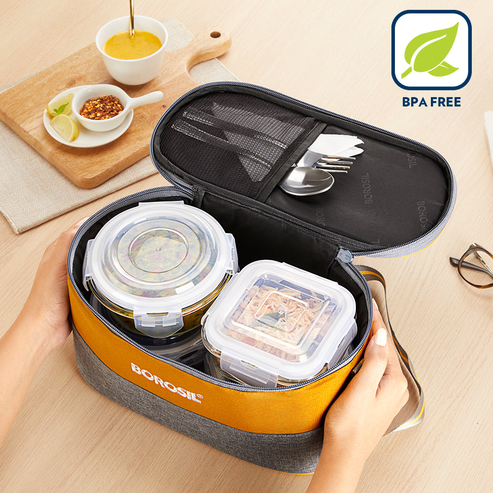 Borosil Zest Lunch Bag, Set of 4