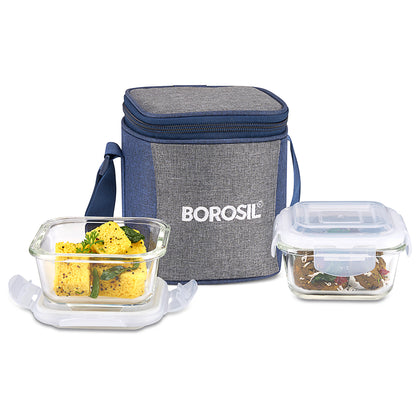 Borosil Alora Lunch Bag, Square x 2 (Tall)