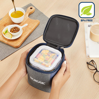 Borosil Alora Lunch Bag, Square x 2 (Tall)