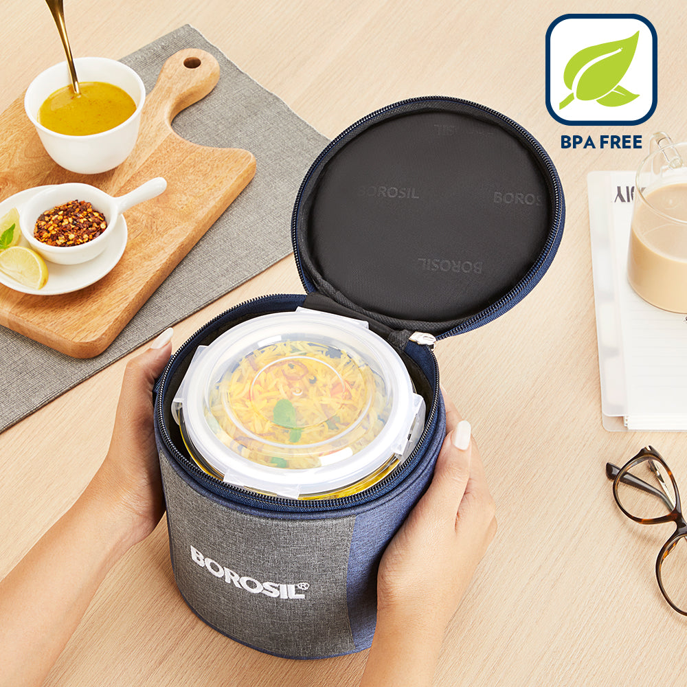 Borosil Alora Lunch Bag, Round x 2 (Tall)