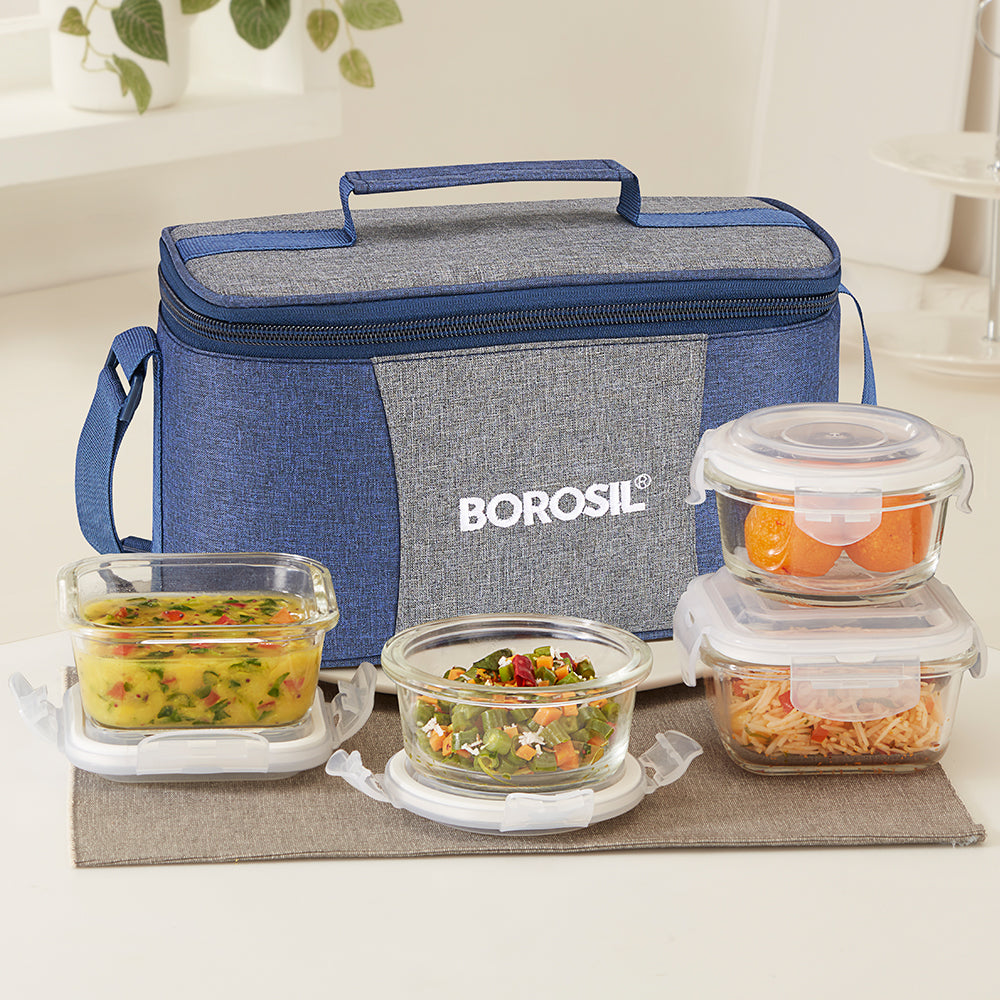 Borosil Alora Lunch Bag, Universal, Set of 4