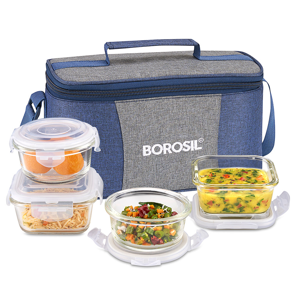 Borosil Alora Lunch Bag, Universal, Set of 4