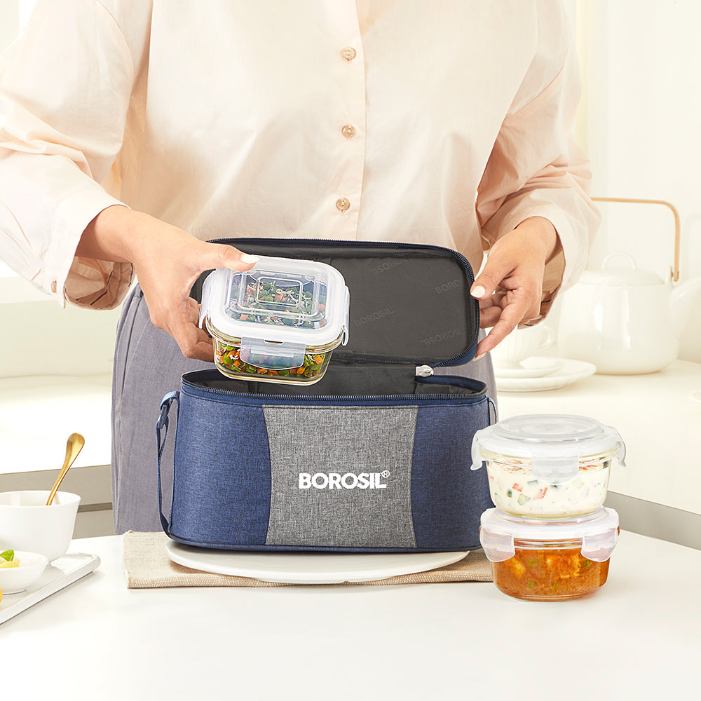 Borosil Alora Lunch Bag, Universal, Set of 4